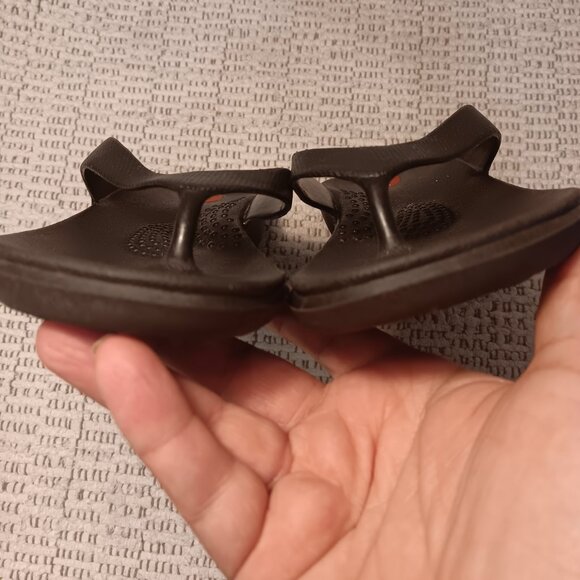 Okabashi women's black low wedge heel flip flops Made in USA sz L / 9.5 - 10.5 - Picture 5 of 11